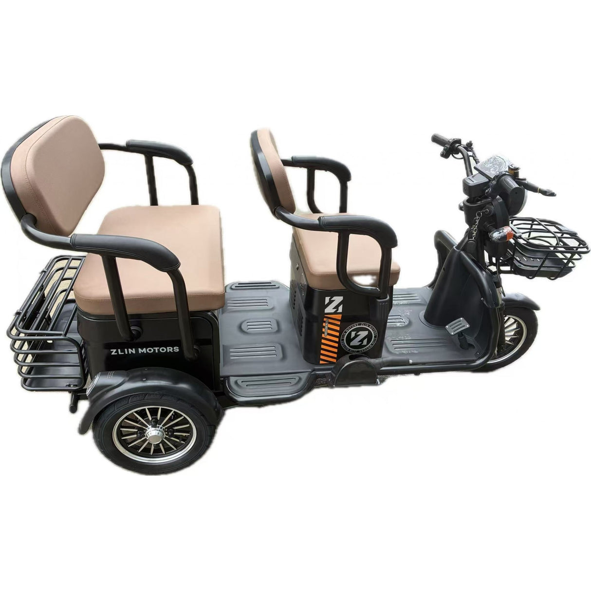 Triciclu Electric V6, Saige, Fara Permis, cu Doua Locuri, Motor 1800W, Baterie 72V24Ah, Autonomie 60km, 220x88x105 cm, Viteza Maxima 25km/h, Negru OldStyle - vivimall.ro