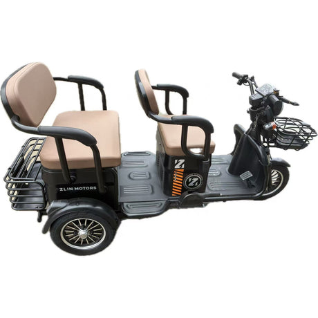 Triciclu electric Saige V6, vedere laterală stânga, baterie 72V 24Ah, autonomie 60km