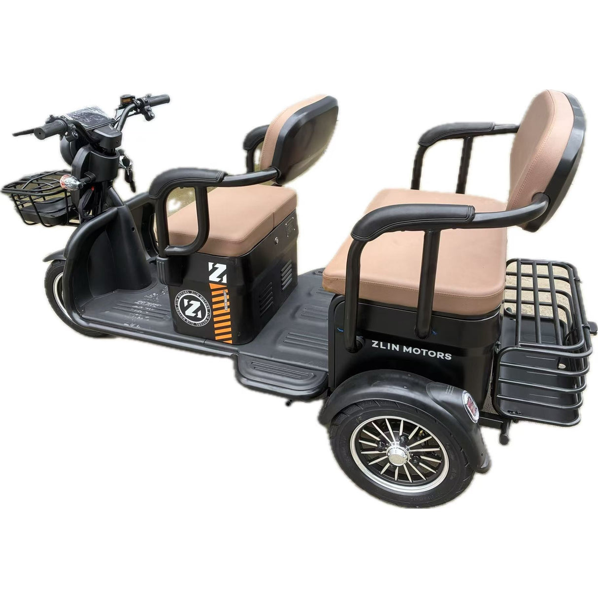 Triciclu Electric V6, Saige, Fara Permis, cu Doua Locuri, Motor 1800W, Baterie 72V24Ah, Autonomie 60km, 220x88x105 cm, Viteza Maxima 25km/h, Negru OldStyle - vivimall.ro