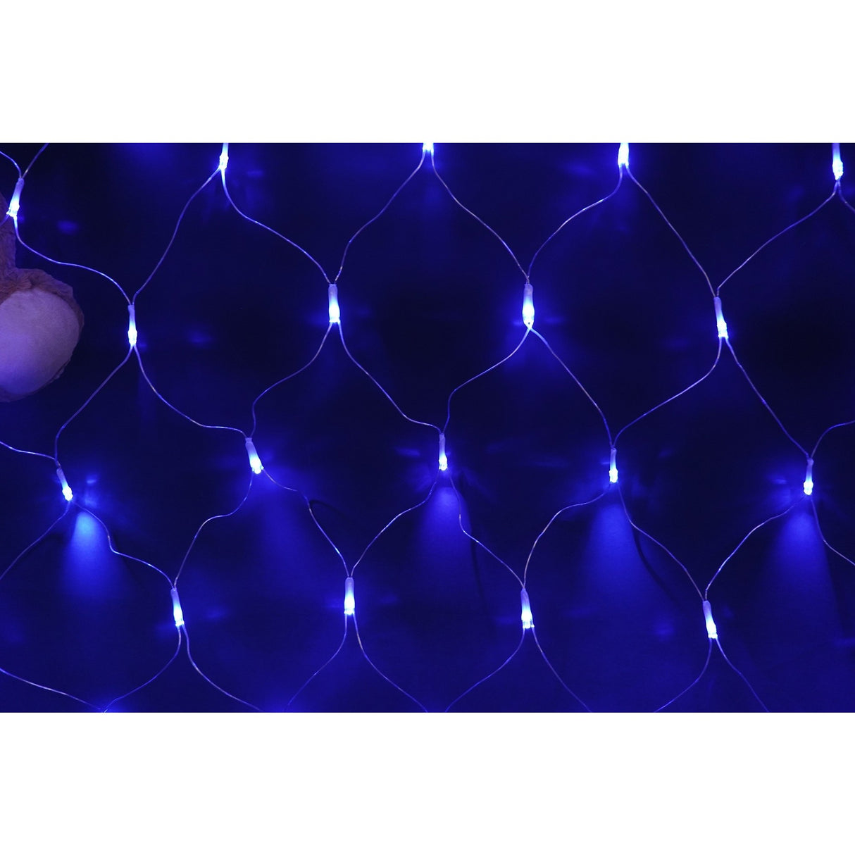 Sectiune Instalatie de Craciun Flippy, Tip Plasa, 120 LED-uri, 1.5 x 1.5 m, 8 jocuri de lumini, Interconectabila, Fir transparent, Albastru - vivimall.ro