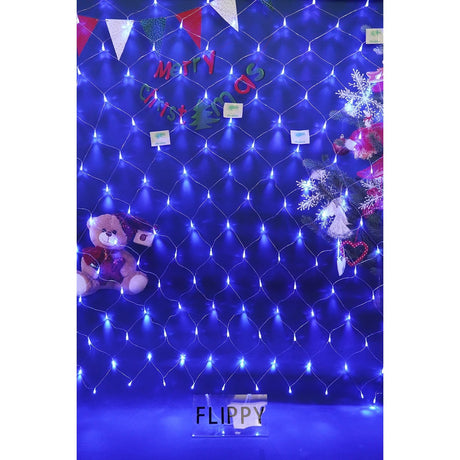 Sectiune Instalatie de Craciun Flippy, Tip Plasa, 160 LED-uri, 2 m x 2 m, 8 jocuri de lumini, Interconectabila, Fir transparent, Albastru - vivimall.ro