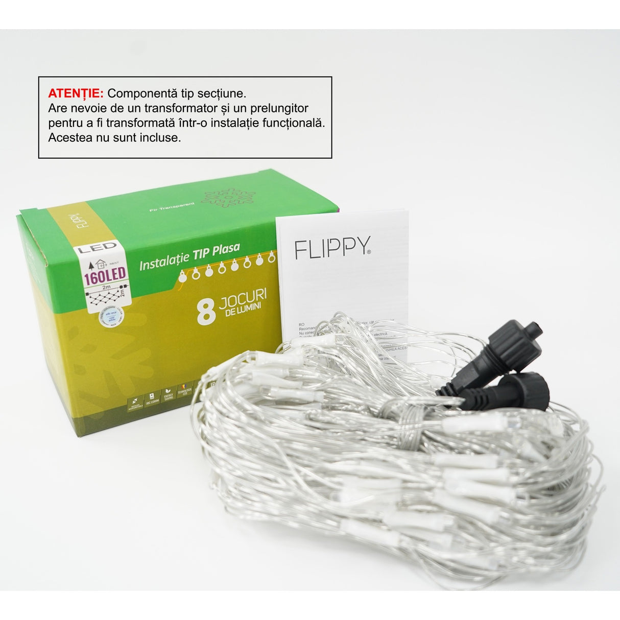 Sectiune Instalatie Tip Plasa 160 Led-Uri Alb Rece | FrostyLights