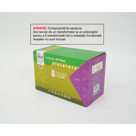 Sectiune Instalatie de Craciun Flippy, Tip Plasa, 80 LED-uri, 2 m x 1 m, 8 jocuri de lumini, Interconectabila, Fir transparent, Multicolor - vivimall.ro