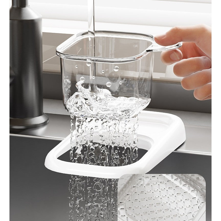 Cos de Scurgere pentru Chiuveta, Flippy, din ABS, cu Maner si Ventuza, Multifunctional, 22 x 13 x 8.5 cm, Alb - vivimall.ro