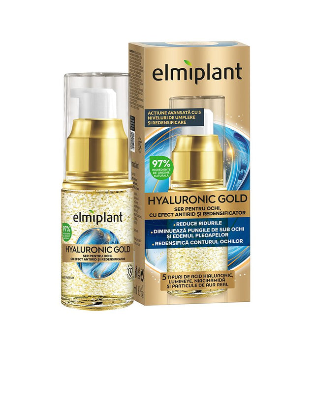 Ser Pentru Ochi cu Efect Antirid, Elmiplant, Hyaluronic Gold, 15 ml - vivimall.ro