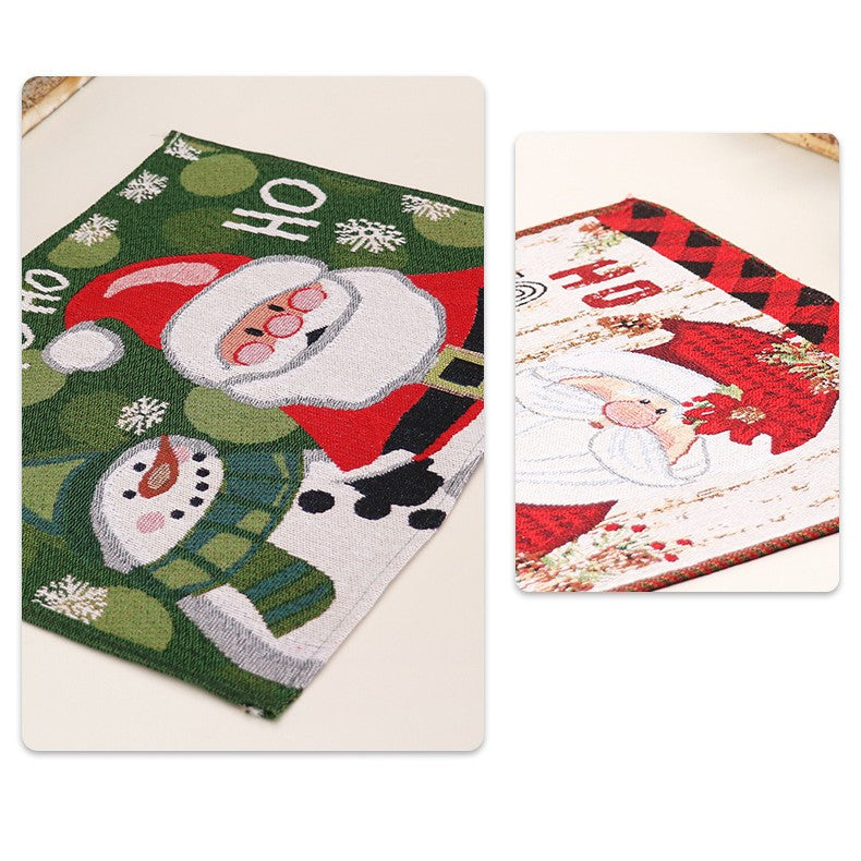 Servet de Masa, Vivimall, Model Mos Craciun, Scris HoHoHo, Tematica Craciun, Prosop pentru Masa, Bumbac si Fibre Sintetice, 43x33 cm, Verde