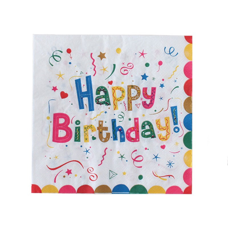 Servetele De Masa, Servetele De Masa Tematice Happy Birthday, Set 20 Buc, Din Hartie, Alb