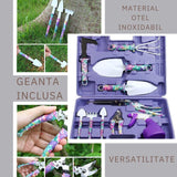 Set 10 Accesorii Pentru Gradinarit Geanta Depozitare Inclusa, Otel Inoxidabil, 37 X 28 Cm - vivimall.ro