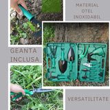 Set 10 Accesorii Pentru Gradinarit Geanta Depozitare Inclusa, Otel Inoxidabil, 37 X 28 Cm - vivimall.ro
