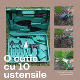 Set 10 Accesorii Pentru Gradinarit Geanta Depozitare Inclusa, Otel Inoxidabil, 37 X 28 Cm - vivimall.ro
