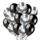 Set 10 Baloane din Latex Chrome, Vivimall, Model Party, 23 cm, Negru Argintiu, 2.2 g