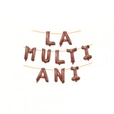 Set 10 Baloane Din Folie Metalizata, Figurine Litere, Model La Multi Ani, Tema Aniversare, 40 Cm, Ambalaj Individual, Pai Inclus, Umflare Cu Aer Sau Heliu,