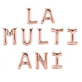Set 10 Baloane Din Folie Metalizata, Figurine Litere, Model La Multi Ani, Tema Aniversare, 40 Cm, Ambalaj Individual, Pai Inclus, Umflare Cu Aer Sau Heliu,