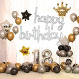 Set 10 Baloane Din Folie Metalizata, Figurine Litere, Model Scris De Mana Happy Birthday, Tema Aniversare, 40 Cm, Ambalaj Individual, Pai Inclus, Umflare Cu Aer Sau Heliu,