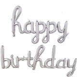 Set 10 Baloane Din Folie Metalizata, Figurine Litere, Model Scris De Mana Happy Birthday, Tema Aniversare, 40 Cm, Ambalaj Individual, Pai Inclus, Umflare Cu Aer Sau Heliu,