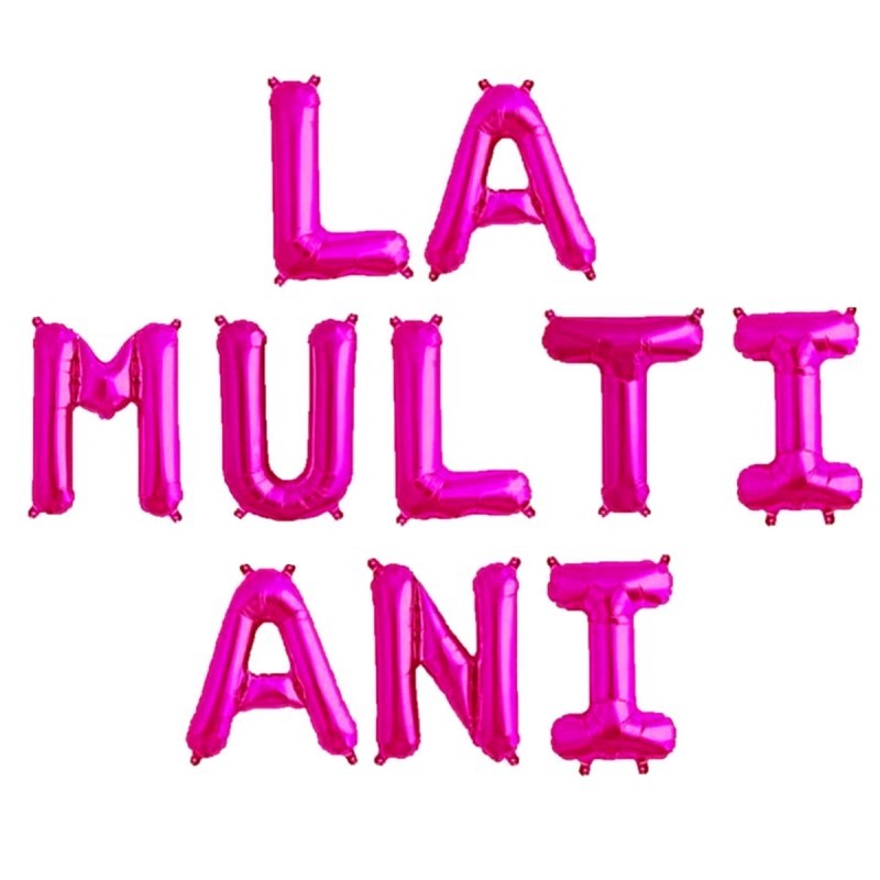Set 10 Baloane Din Folie Metalizata, Figurine Litere, Model La Multi Ani, Tema Aniversare, 40 Cm, Ambalaj Individual, Pai Inclus, Umflare Cu Aer Sau Heliu,