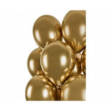 Set 10 Baloane Din Latex Chrome, 13 Cm, Gold, 1 G - vivimall.ro