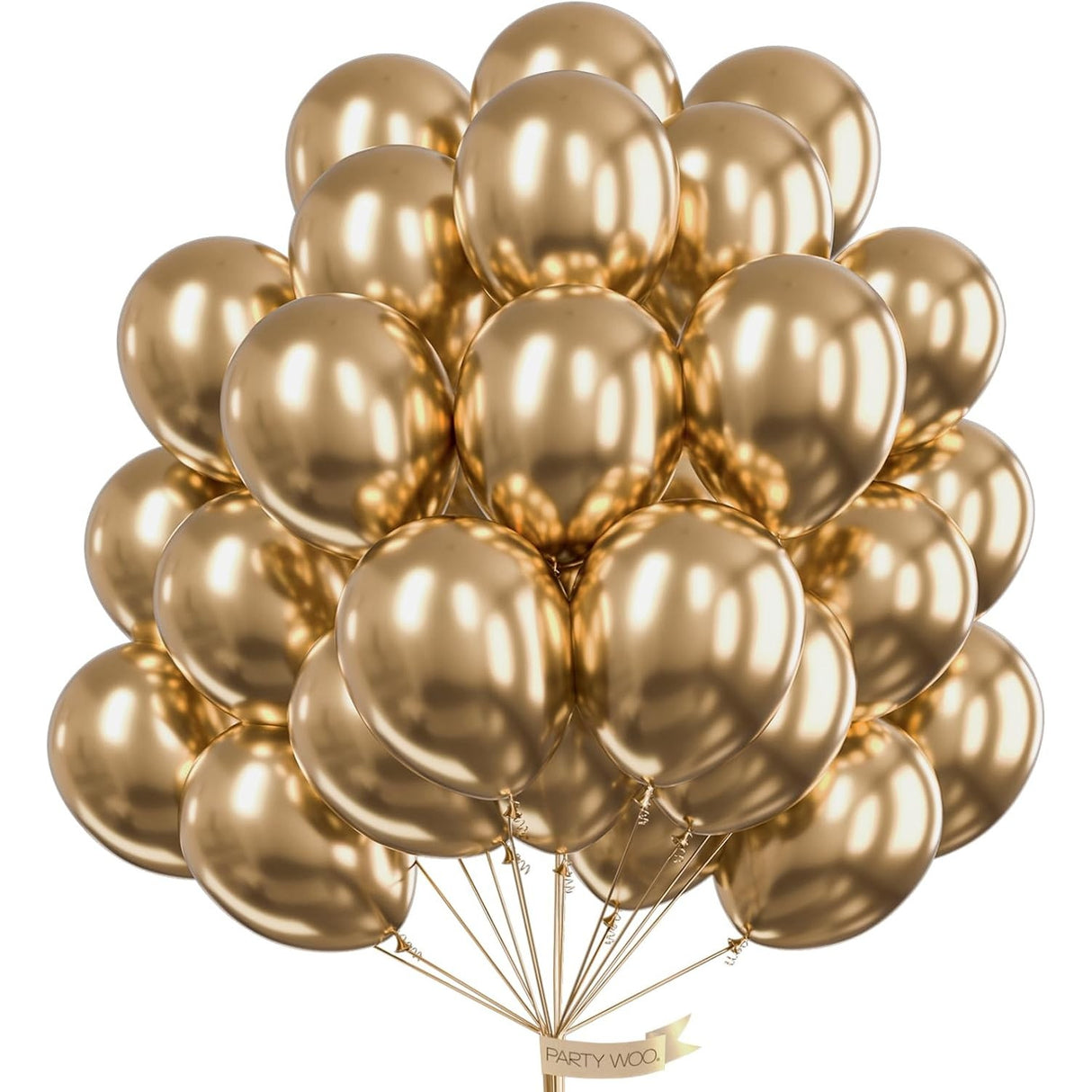 Set 10 Baloane Din Latex Chrome, 13 Cm, Gold, 1 G - vivimall.ro