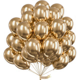 Set 10 Baloane din Latex Chrome, Vivimall, Model Party, 13 cm, Gold, 1 g