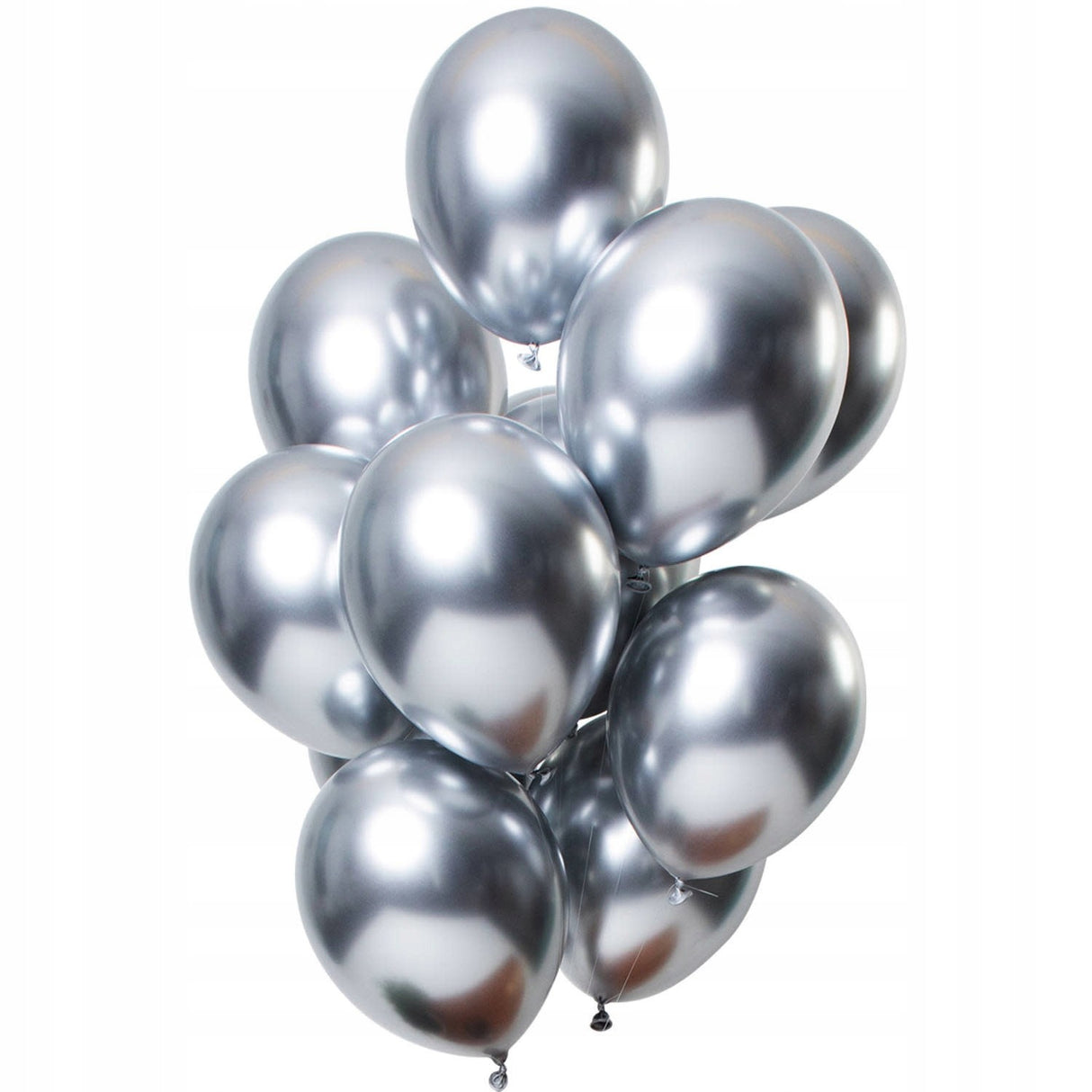 Set 10 Baloane Din Latex Chrome, 13 Cm, Silver, 1 G - vivimall.ro