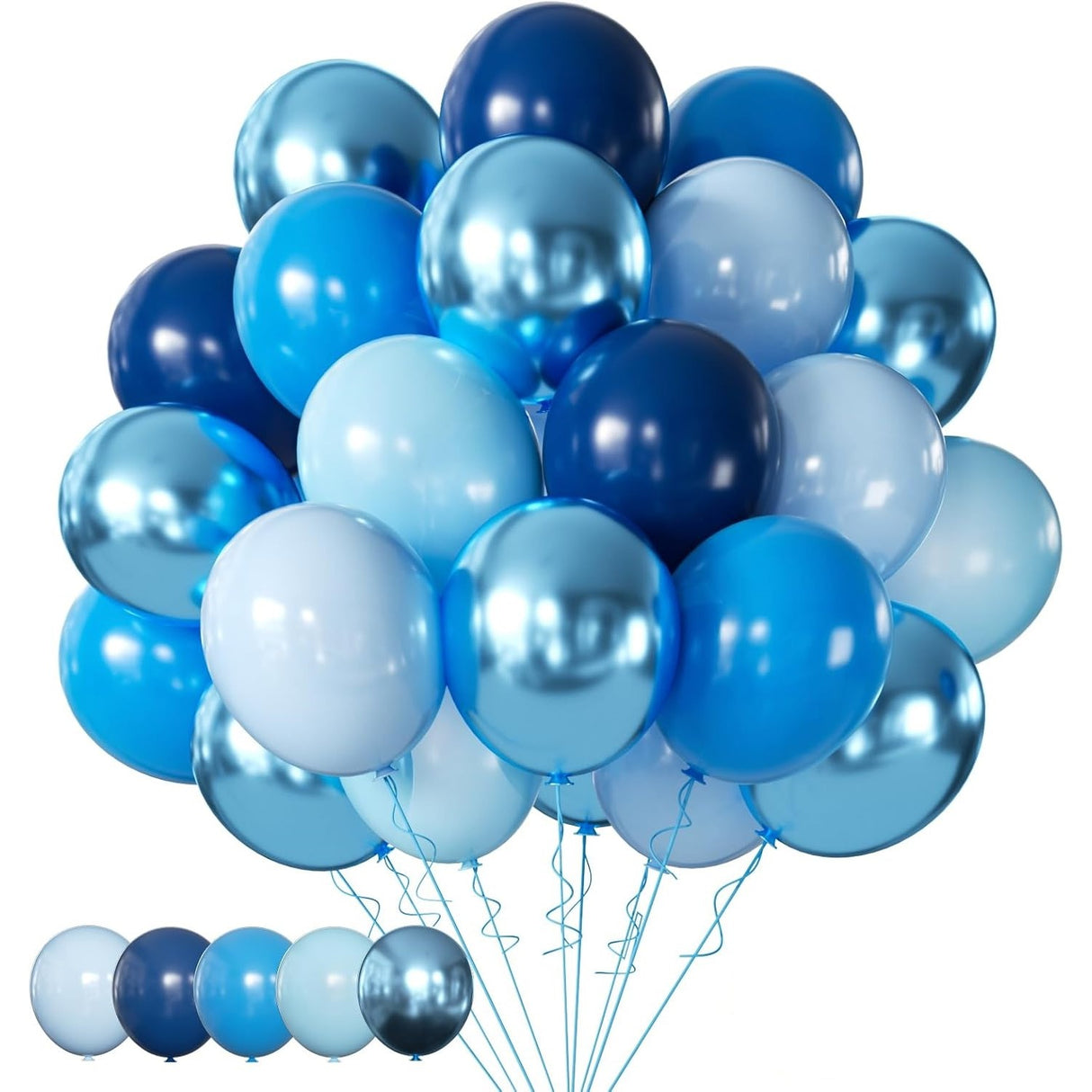 Set 10 Baloane Din Latex Chrome, Model Party, 23 Cm, Diferite Nuante, 2.2 G