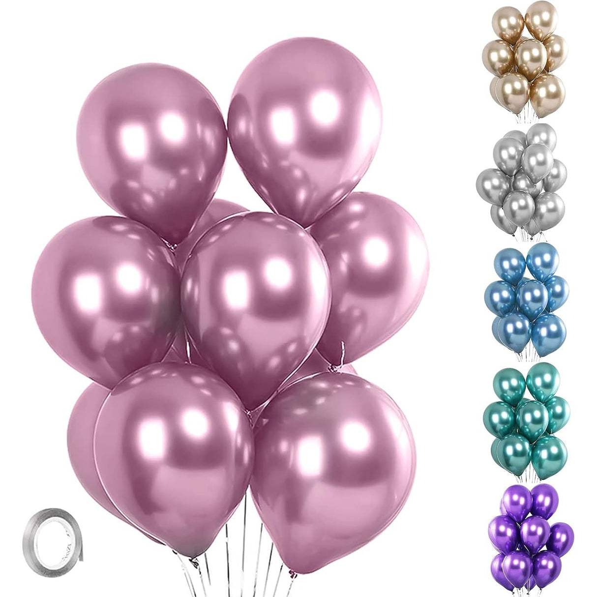 Set 10 Baloane Din Latex Chrome, Model Party, 23 Cm, 2.2 G