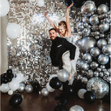 Set 10 Baloane din Latex Chrome, Vivimall, Model Party, 23 cm, Negru Argintiu, 2.2 g