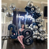 Set 10 Baloane din Latex Chrome, Vivimall, Model Party, 23 cm, Negru Argintiu, 2.2 g