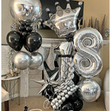 Set 10 Baloane din Latex Chrome, Vivimall, Model Party, 23 cm, Negru Argintiu, 2.2 g