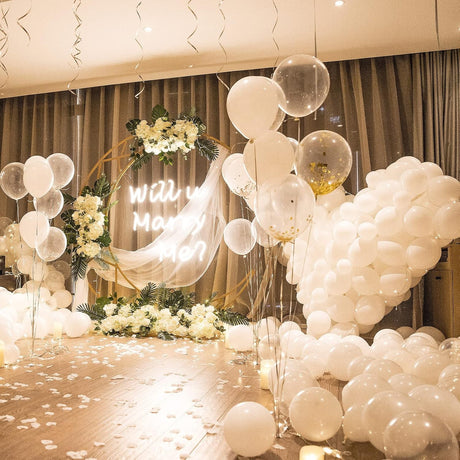 Set 10 Baloane din Latex, Vivimall, Model Party, 13 cm, Albe, 2.2 g