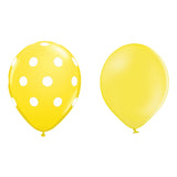 Set 10 Baloane din Latex, Vivimall, Model Party cu Buline si Simple, 30 cm, Galben, 2.8 g