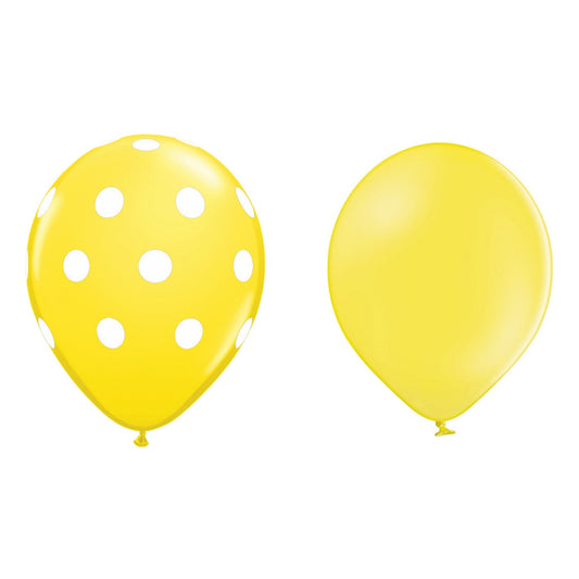 Set 10 Baloane din Latex, Vivimall, Model Party cu Buline si Simple, 30 cm, Galben, 2.8 g - vivimall.ro