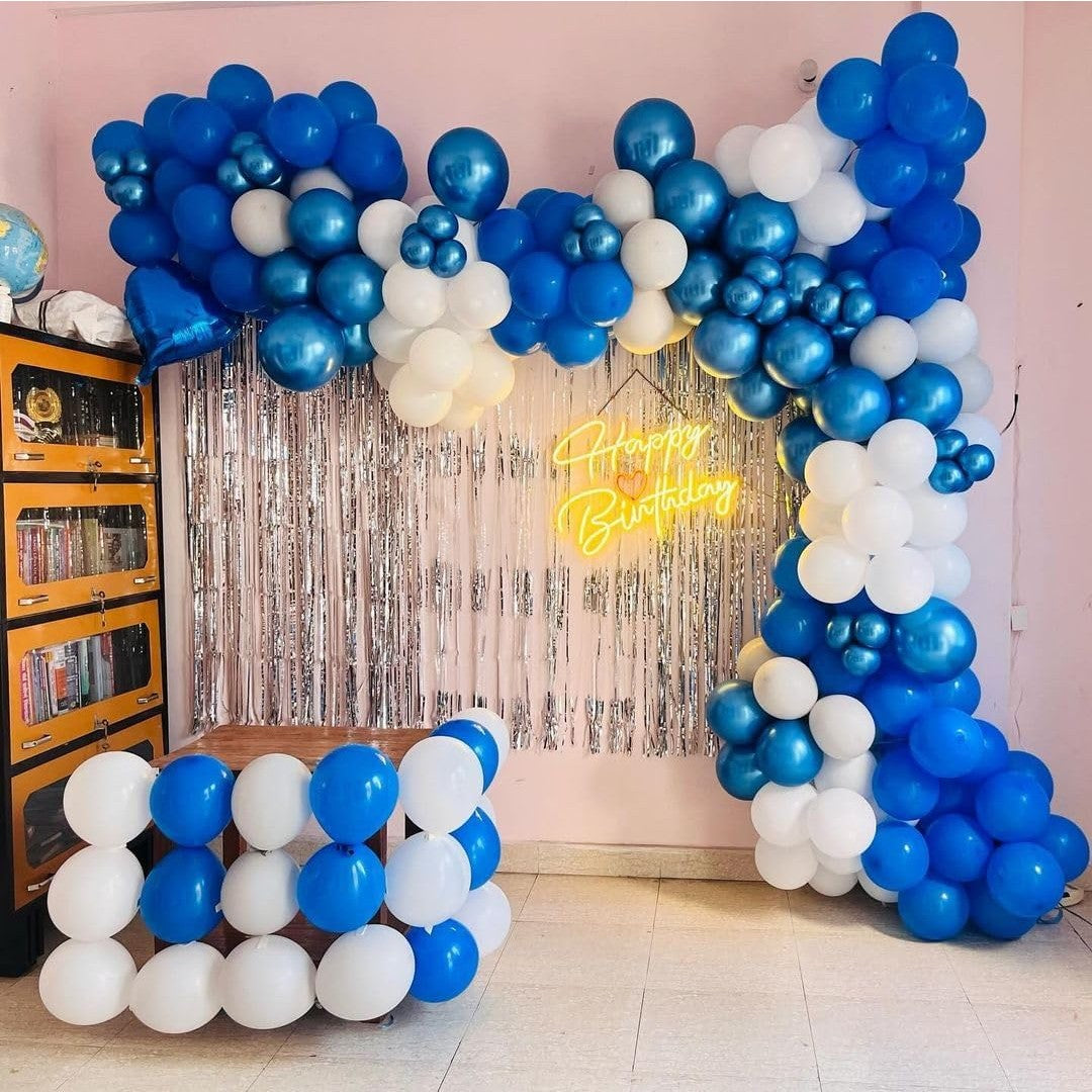 Set 10 Baloane din Latex, Vivimall, Model Party, Albastru Diferite Nuante, 30 cm, 2.8 g