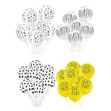 Set 10 Baloane din Latex, Vivimall, Model Party Animal Print, 3x Portocaliu, 3x Galben, 4x Alb, 23 cm, 1.4g