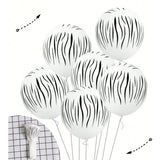 Set 10 Baloane din Latex, Vivimall, Model Party Animal Print, 3x Portocaliu, 3x Galben, 4x Alb, 23 cm, 1.4g