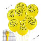 Set 10 Baloane din Latex, Vivimall, Model Party Animal Print, 3x Portocaliu, 3x Galben, 4x Alb, 23 cm, 1.4g