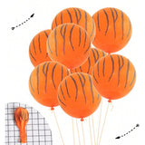Set 10 Baloane din Latex, Vivimall, Model Party Animal Print, 3x Portocaliu, 3x Galben, 4x Alb, 23 cm, 1.4g