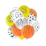 Set 10 Baloane din Latex, Vivimall, Model Party Animal Print, 3x Portocaliu, 3x Galben, 4x Alb, 23 cm, 1.4g