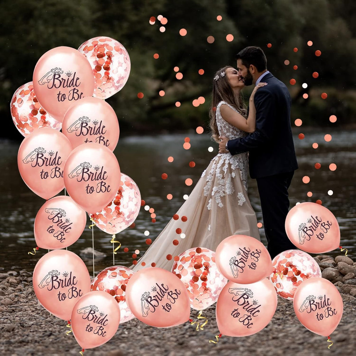 Set 10 Baloane Din Latex, 30 Cm, 2.8 G, Cu Confetti, Roz - vivimall.ro