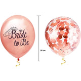 Set 10 Baloane din Latex, Flippy, Model Party Bride To Be, 30 cm, 2.8 g, Transparent, cu Confetti, Roz