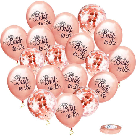 Set 10 Baloane din Latex, Vivimall, Model Party Bride To Be, 30 cm, 2.8 g, Transparent, cu Confetti, Roz - vivimall.ro