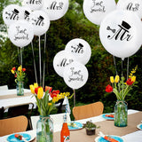 Set 10 Baloane din Latex, Flippy, Model Party Casatorie, Mr&Mrs Just Married, 2.8 g, 30 cm, Alb/Negru