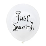 Set 10 Baloane din Latex, Flippy, Model Party Casatorie, Mr&Mrs Just Married, 2.8 g, 30 cm, Alb/Negru