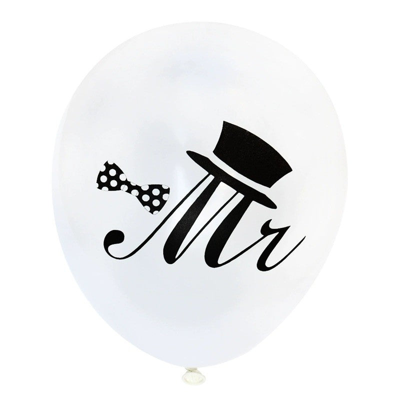 Set 10 Baloane Din Latex, Mr&Mrs Just Married, 2.8 G, 30 Cm - vivimall.ro