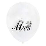 Set 10 Baloane din Latex, Flippy, Model Party Casatorie, Mr&Mrs Just Married, 2.8 g, 30 cm, Alb/Negru