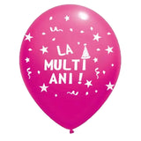 Set 10 Baloane din Latex, Flippy, Model Party, La Multi Ani, 23 cm, Roz, 2.2 g - vivimall.ro