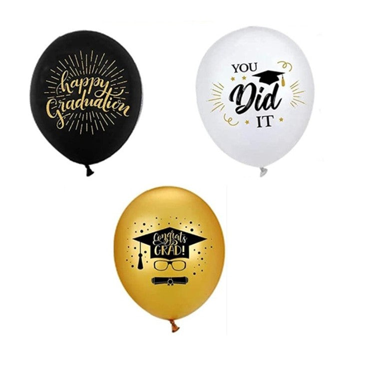 Set 10 Baloane Din Latex Metalizate, Negru Alb, 23 Cm, 1.4 G - vivimall.ro