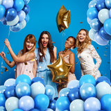 Set 10 Baloane din Latex Metalizate, Vivimall, Model Party, Alb, Albastru, Blue, 23 cm, 2.2 g