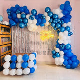 Set 10 Baloane din Latex Metalizate, Vivimall, Model Party, Alb, Albastru, Blue, 23 cm, 2.2 g