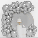 Set 10 Baloane din Latex Metalizate, Vivimall, Model Party, Alb, Argintiu, 23 cm, 2.2 g